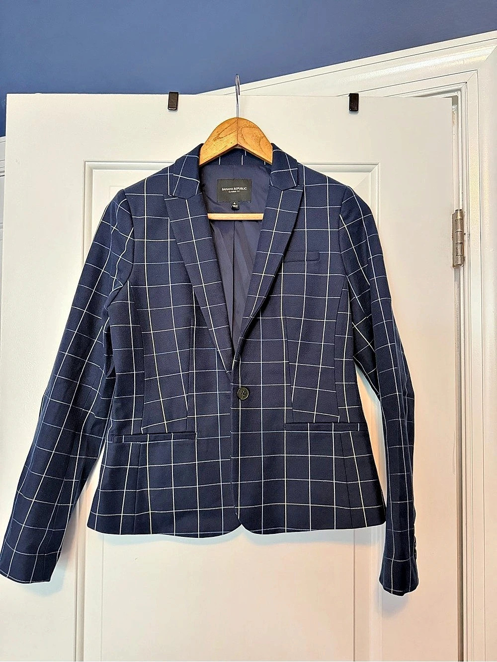 Banana Republic Classic Fit Windowpane Blazer Women's Checkered Blazer Size 4